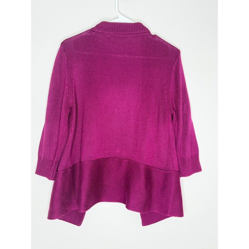 Ivanka Trump Magenta Open Front Zip Accent‎ Cardigan Sweater Women's Large L - Picture 3 of 7